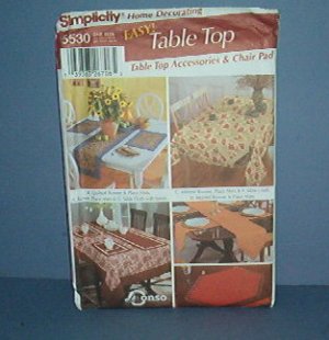 Sewing Pattern Simplicity 5530 Table Top Accessories and Chair Pad One size