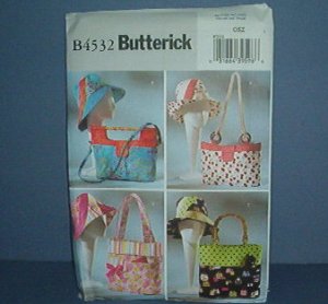 Sewing Pattern Butterick Hats and Bags (23") with various handles. Very Cute