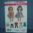 Sewing Pattern Simplicity 3936 Doll Wardrobe 18" doll