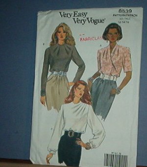 Sewing Pattern:  Vogue 8539 Three Blouses Size 12 14  16