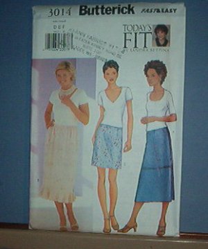 Sewing Pattern: Butterick 3014 Misses' Petite Skirt Size 12, 14 16