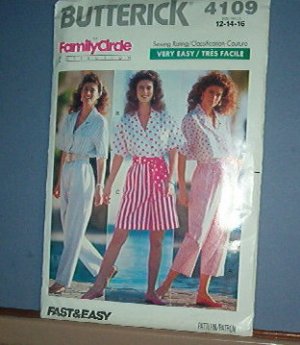 Sewing Pattern: Butterick 4109 Top, Pants, Shorts & Sash  - Size 12 14 16