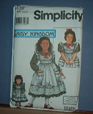 Simplicity Sewing  Pattern Child 5439 Pretty Dress Plus Doll Dress (18 inches) Size 3-6