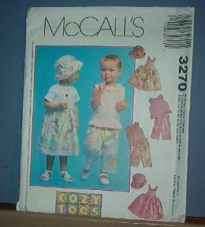 Sewing  Pattern McCall's 3270 Toddler's jumper, top, capri pants and hand Size 1-4