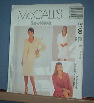 Sewing Pattern McCall's 3100 Petite dress and lined jacket. Size 14 -18