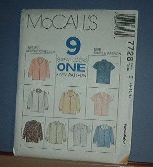 Sewing Pattern McCall's 7728 9 shirts size 14 16 18