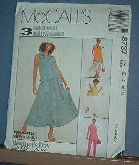 Sewing Pattern McCall's 8737 Tops (two lengths), Pants and skirt.. Size 14 16 18