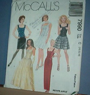 Sewing Pattern McCall's 7990 Formals, five styles, short and long, Size 10-14