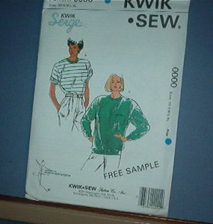 Sewing Pattern, Kwik Sew Size SX to XL Two T-shorts.