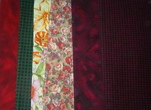 Sewing Fabric - Quilting Pieces - 6 each - checks, flowers & swirls