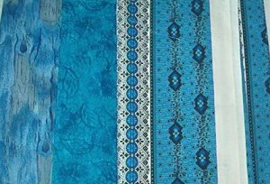 Sewing Fabric - Quilting Pieces - 3 each - Blues prints