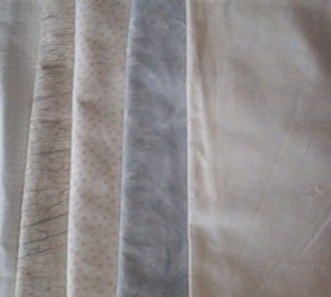 Sewing Fabric - Quilting Pieces  - 5 each - beige and gray
