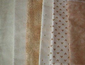 Sewing Fabric - Quilting Pieces  - 6 each - beige and tan prints