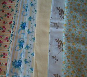 Sewing Fabric - Quilting Pieces  -6 each - prints, flowers, cheeries