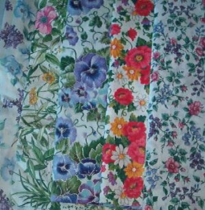 Sewing Fabric - Quilting Pieces  - 5 each - smal and medium flowers