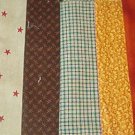 Sewing Fabric - Quilting Pieces  - 6 each - Plaid, stars, small prints
