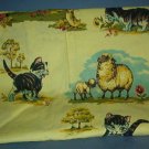 Sewing Fabric Cotton Yellow print, vintage, cats and sheetp No. 269