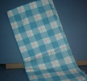 Sewing Fabric Cotton No. 271 Light Blue squares with white and pink Pretty
