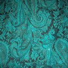 Sewing Fabric No. 272  Large Paisley w/ glitter Turquois & Black