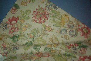 Sewing Fabric  No. 273 Beige with red flowers and leaves