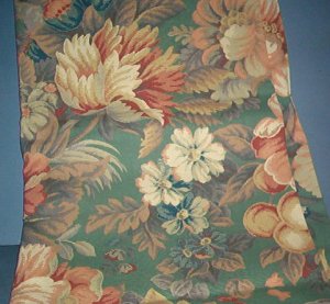 Sewing Fabric No. 278 Upholstery beige with huge flowers and green background