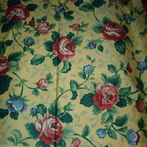 Sewing Fabric No. 281 Cotton Decorator Yellow with red roses, pretty.