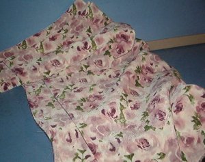 Sewing Fabric No. 292 Soft pink with roses and green stems...Pretty