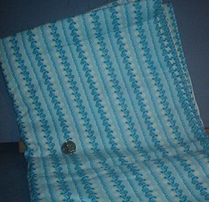 Sewing Fabric Cotton No 331 Blue with rows of daisies