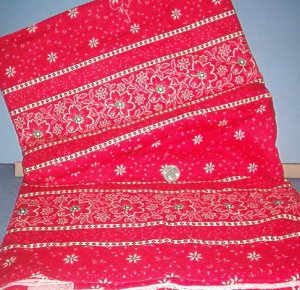 Sewing Fabric Cotton No 336 Red Flowers on a red back ground