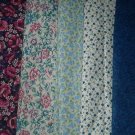 Sewing Fabric Cotton No 377 - 5 each - l.25  yard quilting lengths