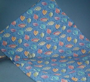 Sewing Fabric  No 357 - Blue with leaves heavy cotton