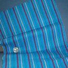 Sewing Fabric  No 361 - Red, Aqua and white stripes on blue flannel