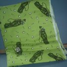 Sewing Fabric  No 362 - Light Green with golfing equipment