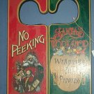 Christmas decoration -  Door knob hanger - Two sided - No Peeking and Santa Workshop