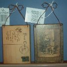 Christmas decoration - tags and/or ornaments - 4 X 3 in vintage postcard - boy with tree