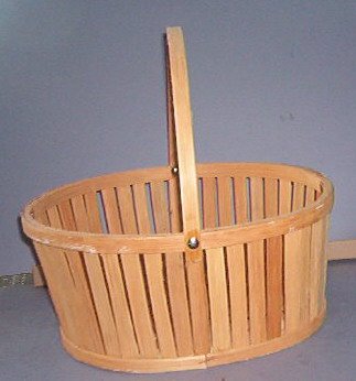 Basket - Straight sides with woven bottom and movable handle. 5X8X10" Pretty