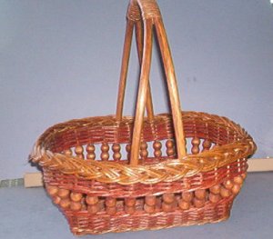 Basket - Beaded Basket with strong handle - 12X11X4" 12" high.  Very Strong and Pretty