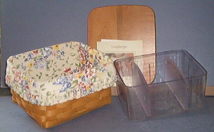 Basket - Longeberger Card Index - 7X5.5X4" with liner and protector. Very Nice