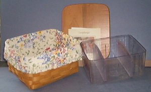 Basket - Longeberger Card Index - 7X5.5X4" with liner and protector.  Very Nice