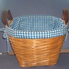 Basket - General Store Bushel Basket - Blue/white liner - strong weave - 11" across, 8" high