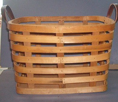 Basket - Open sides with solid bottom - leather handles - 8X8X12 - Very Nice.