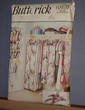Sewing Pattern 6869 Butterick Closet Accessories, storage bags, shoe bags, umbrella holder, etc