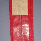 Wine Bottle Bag - 4" on all sides around 14" long, one side clear plastic, bamboo handles.