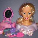 Barbie Doll Bust with beautiful hair for styling - collection of tools -  9X4" - head turns