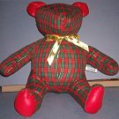 Teddy Bear - 18" tall - Riverdale USA - Christmas Plaid - Like New