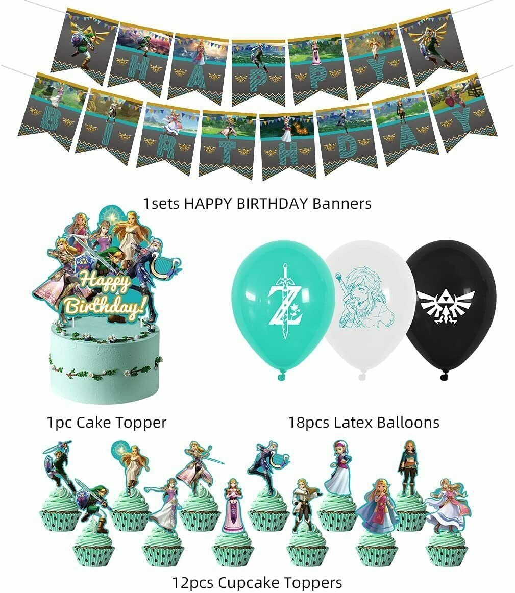 The Zelda Birthday Party Decorations,Cake Topper,Cupcake Toppers,Balloons