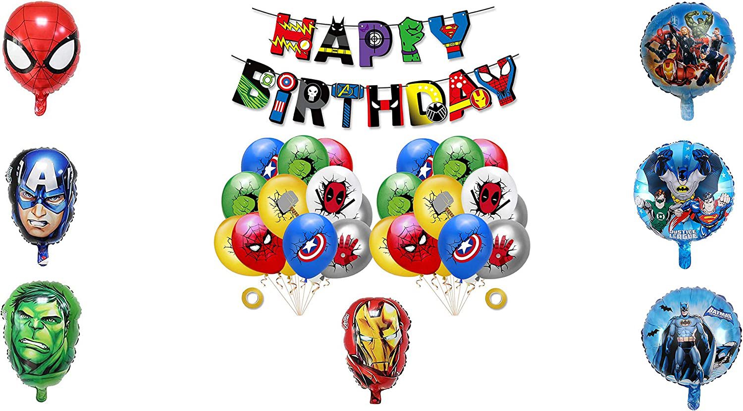 A1 24 pcs 12 inch Balloon,with Birthday Banner and 6pcs 18 inch foil Balloons