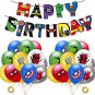 A1 24 pcs 12 inch Balloon,with Birthday Banner and 6pcs 18 inch foil Balloons