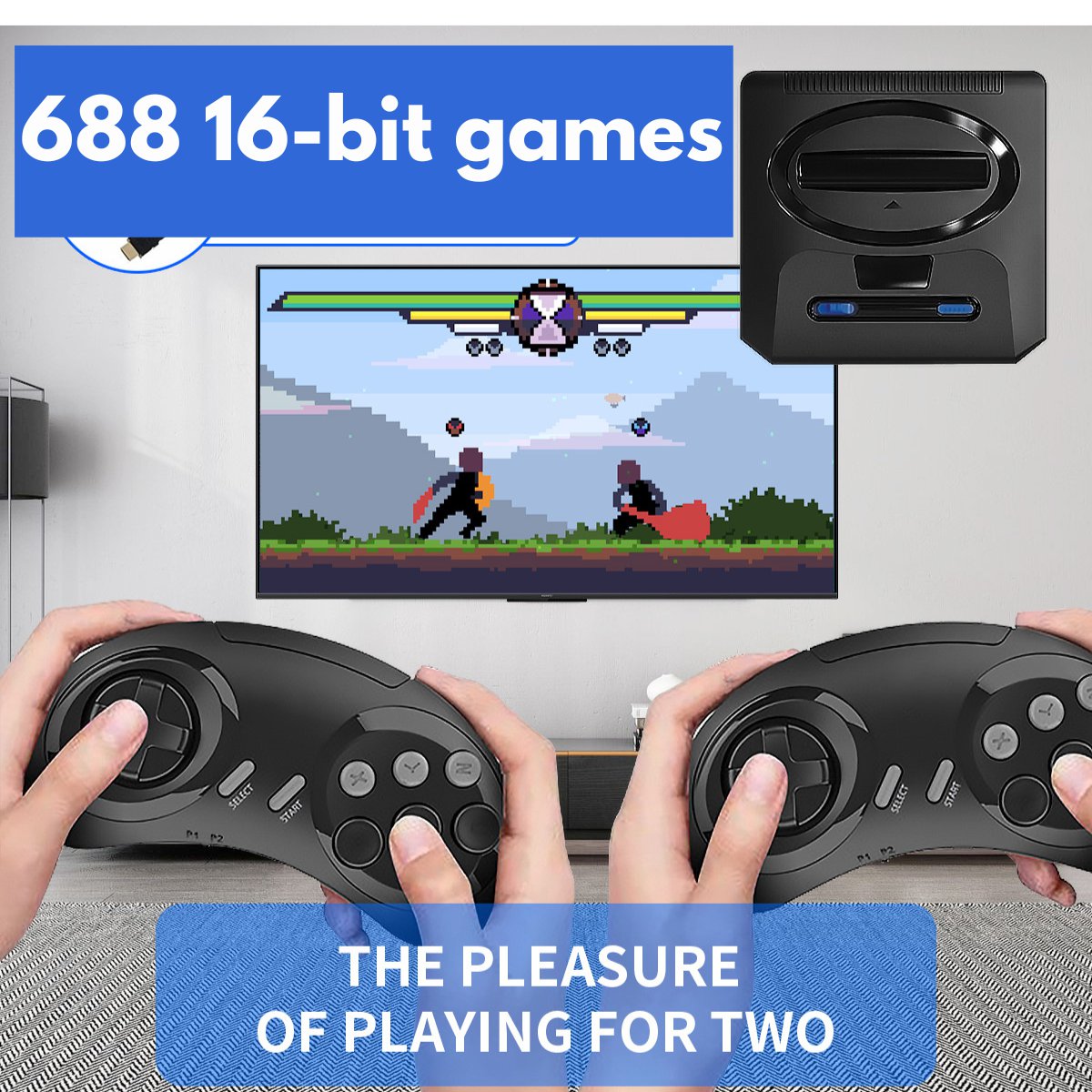 Sega Genesis Retro Console 688 16 Bit Games with wireless controller