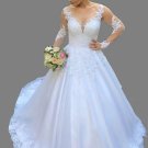 Custom Crystal Detailed Lace Applique/Tulle A Line Wedding Gown All Sizes